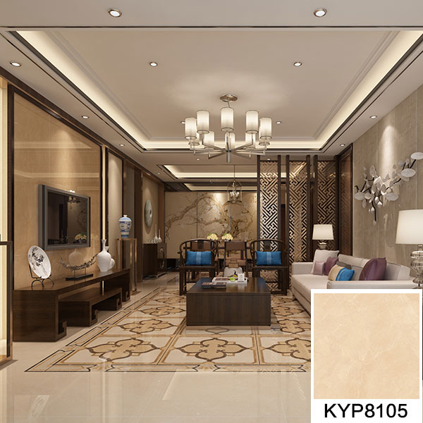 02 91短视频在线观看陶大理石瓷砖：世纪米黄 KYP8105地面铺贴效果图